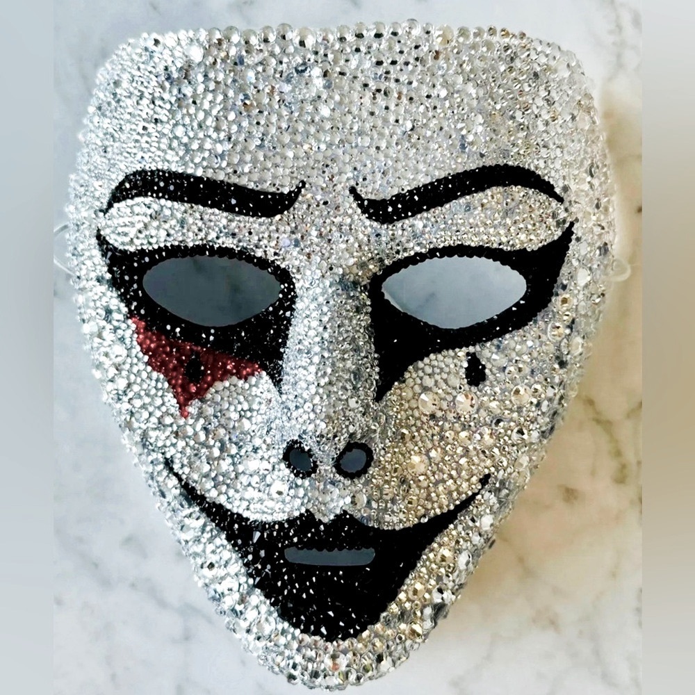 🆕Rhinestone Bedazzled Masquerade Bling Face Mask For Halloween,Mardi Grass &More